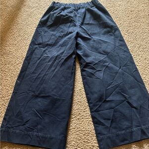 Elizabeth Suzann Florence Pants Wide Leg Cotton Canvas Navy Cropped Large